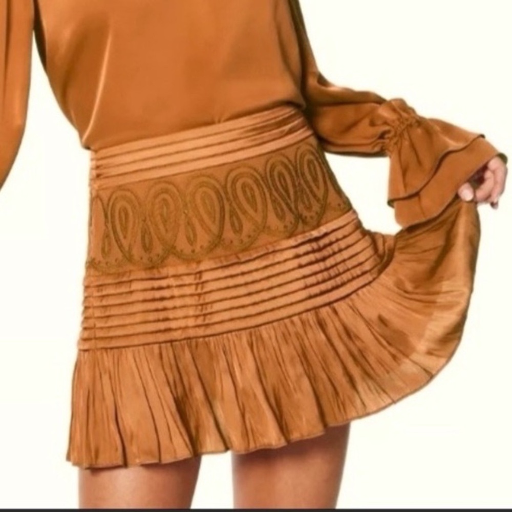 Ramy Brook Denali Chiffon Mini Skirt Copper NWT 8